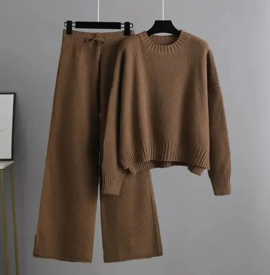 Ensemble de Pantalons Amples Tricotés Chic pour Femmes