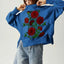 BlossomBlue Y2K Oversized Floral Sweatshirt
