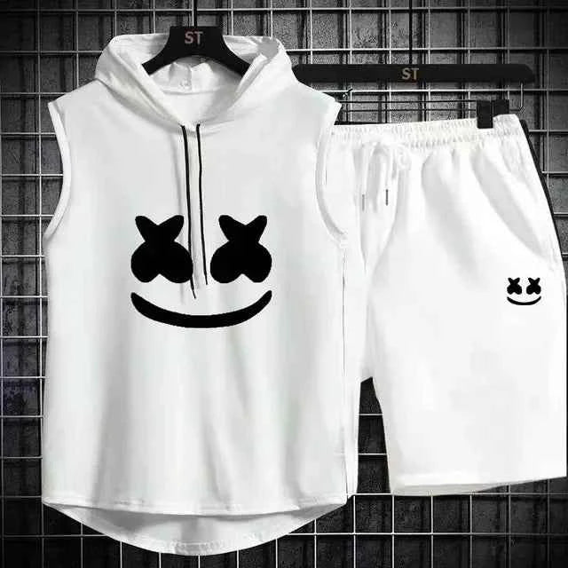 Conjunto de chándal con capucha casual para hombres de verano