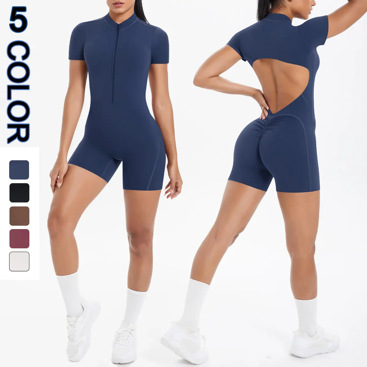 Mono sin espalda FlexiFit con cremallera - Ropa activa para mujer