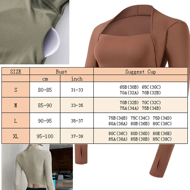 Padded Long Sleeve Yoga Crop Top
