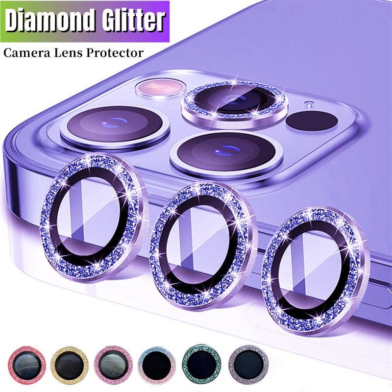 Sparkling Diamond Camera Lens Protector for iPhone 14/13/12/11 Pro Max - Premium Glittering Metal Ring - Korvel