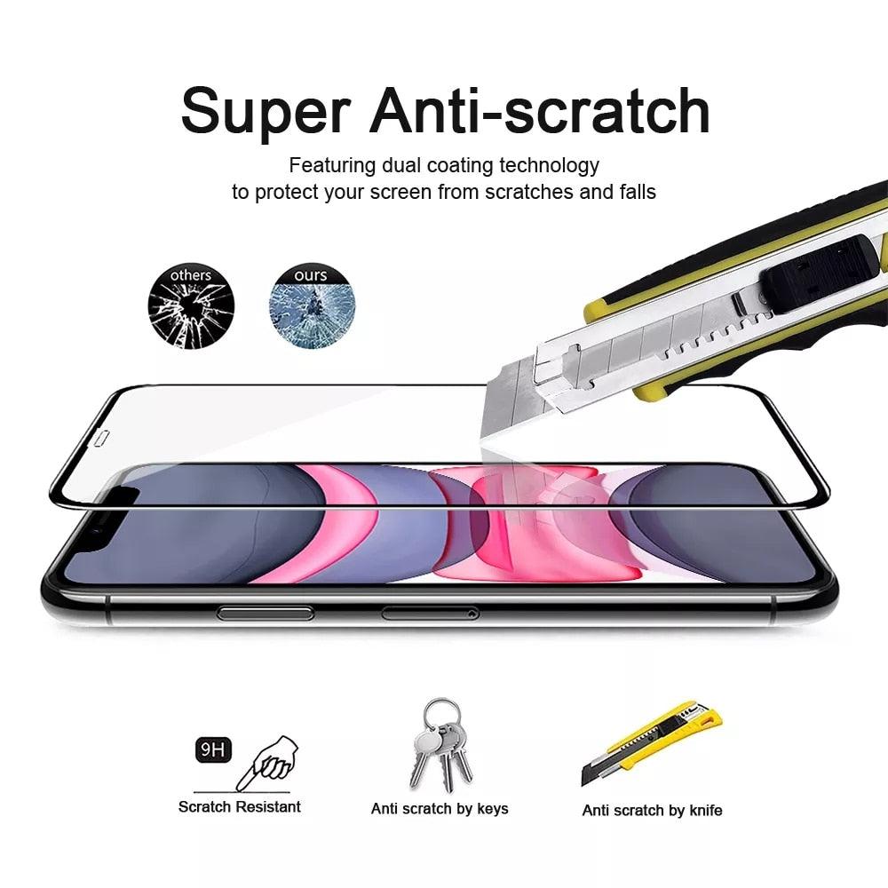 Protecteur d'écran en verre trempé complet 4 pièces pour iPhone