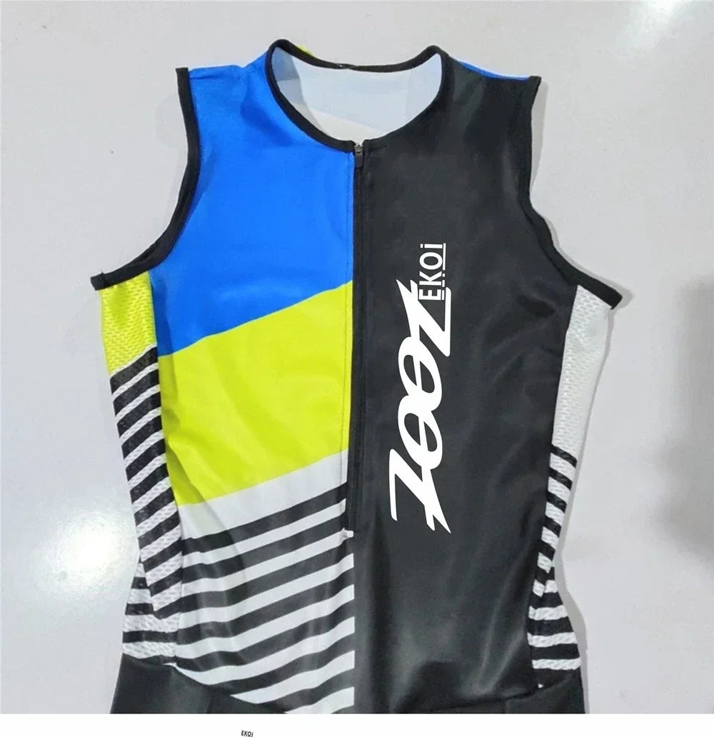 Zootekoi Men's Breathable Sleeveless Jacket for Triathletes