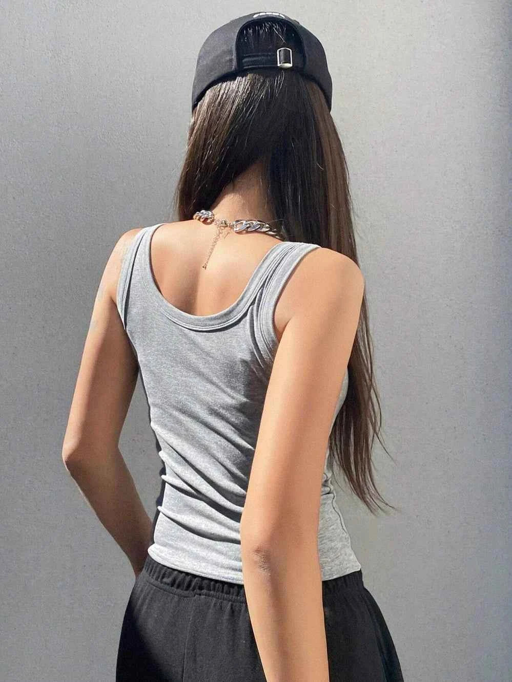 Camiseta sin mangas de punto premium para mujer