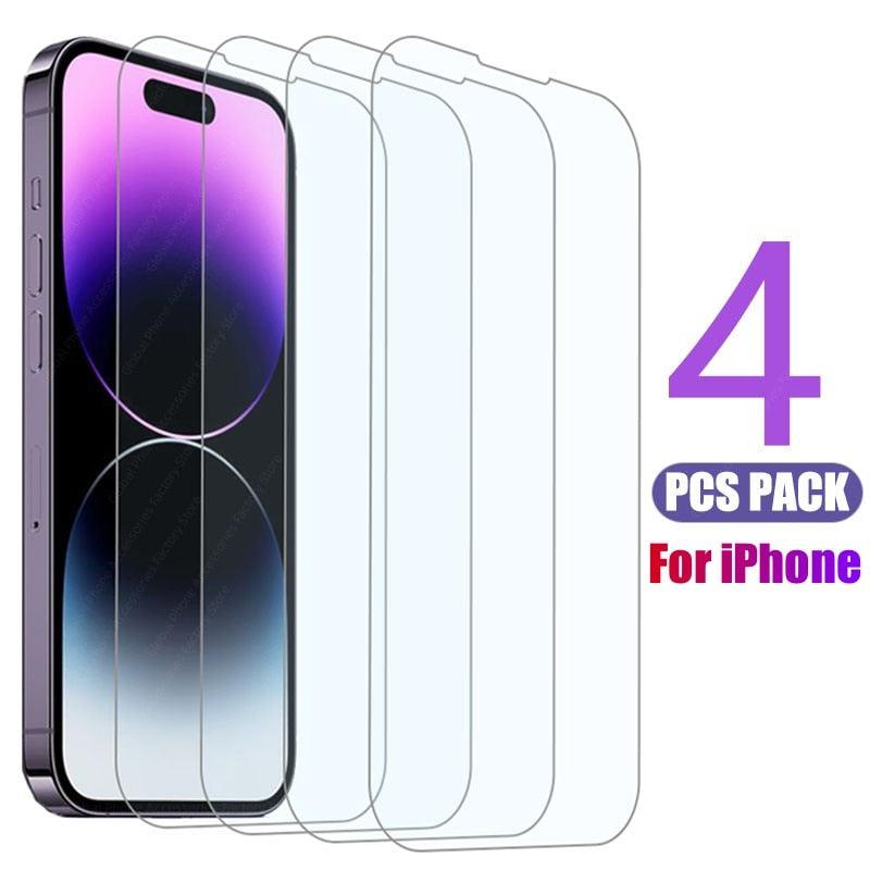 4PCS Protecteurs d'écran en verre trempé premium pour iPhone