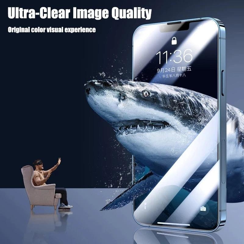 Protector de Pantalla de Vidrio Templado de Cubierta Completa de 4 Paquetes para iPhone