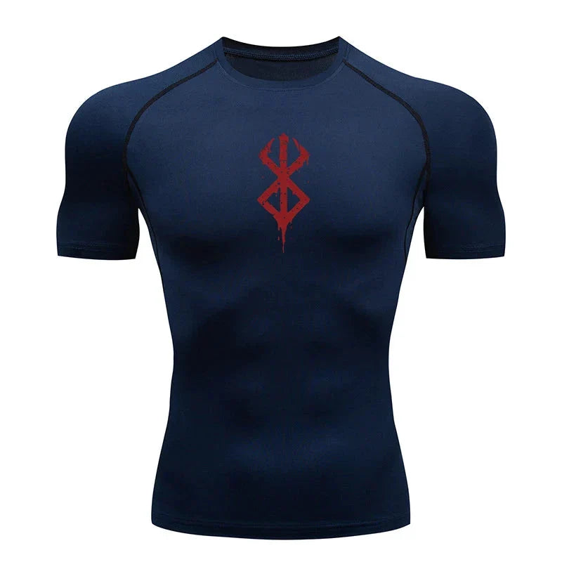Camisa de compresión estampada para hombre - Camiseta de entrenamiento de verano