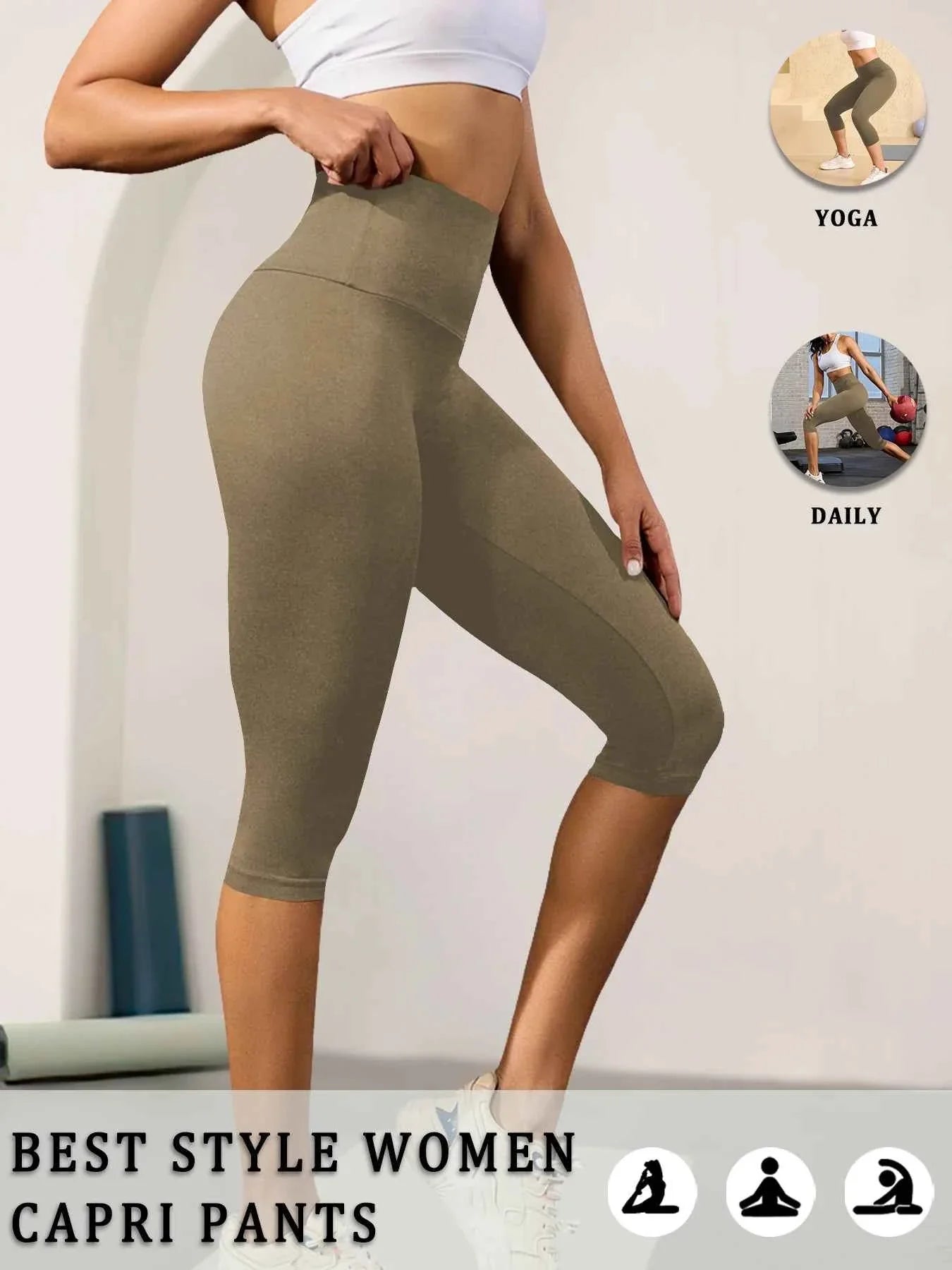 Pantalones de Yoga Capri de Cintura Alta - Comodidad Premium