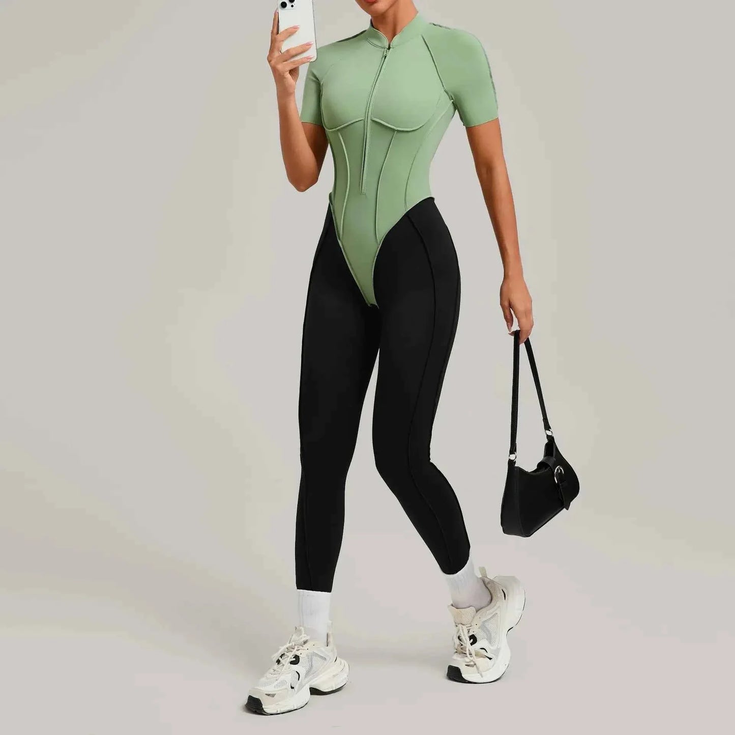 Color Blocked Women's Yoga Jumpsuit Tracksuit