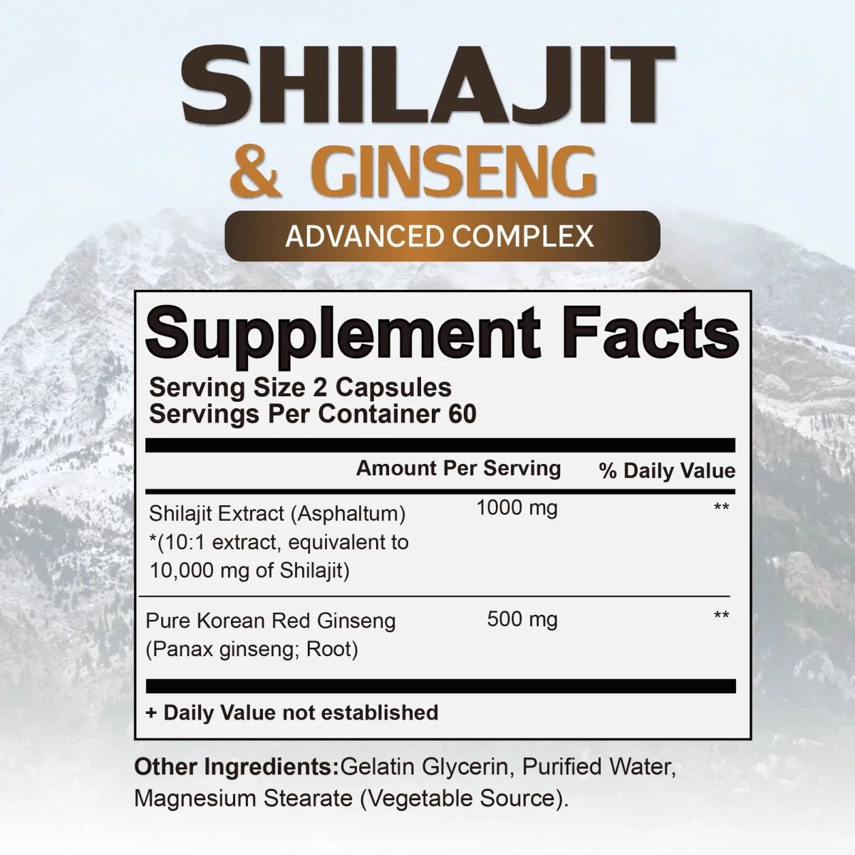 Suplemento Premium de Shilajit y Ginseng - 120 Cápsulas