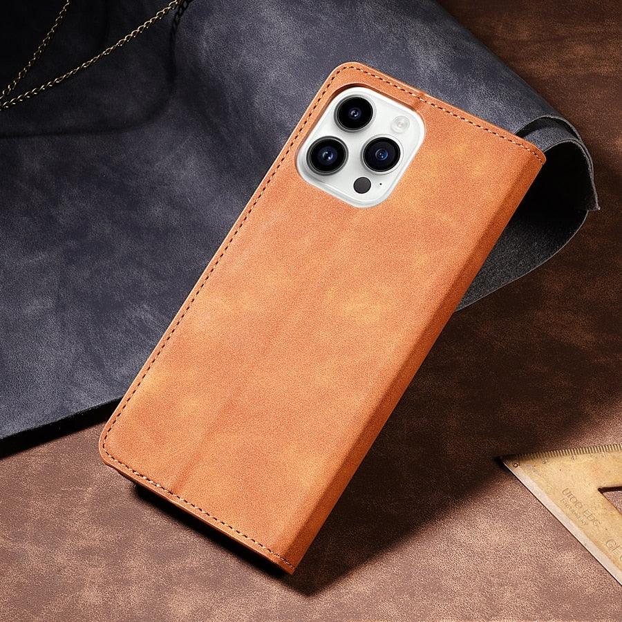 Étui portefeuille à rabat magnétique premium pour iPhone 14 Pro Max