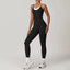 Sporty Black Backless Jumpsuit for Women