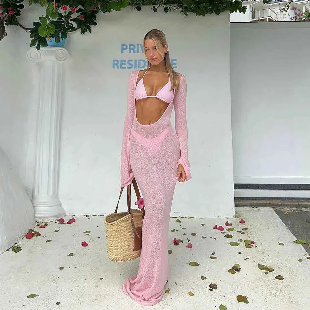 Elegant 3-Piece Micro Bikini with Long Sleeves