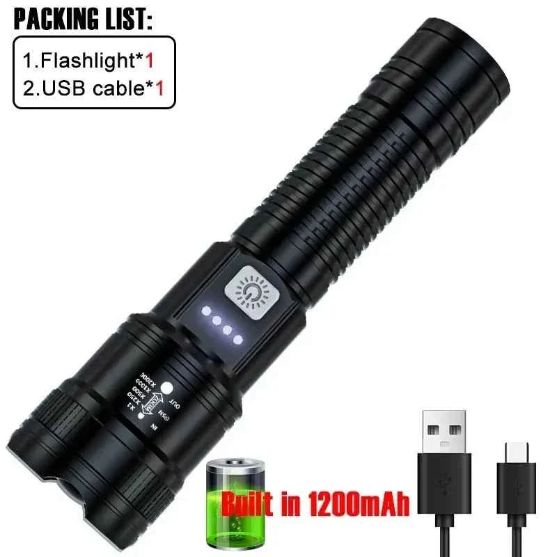 Linterna táctica LED de alta potencia con carga USB