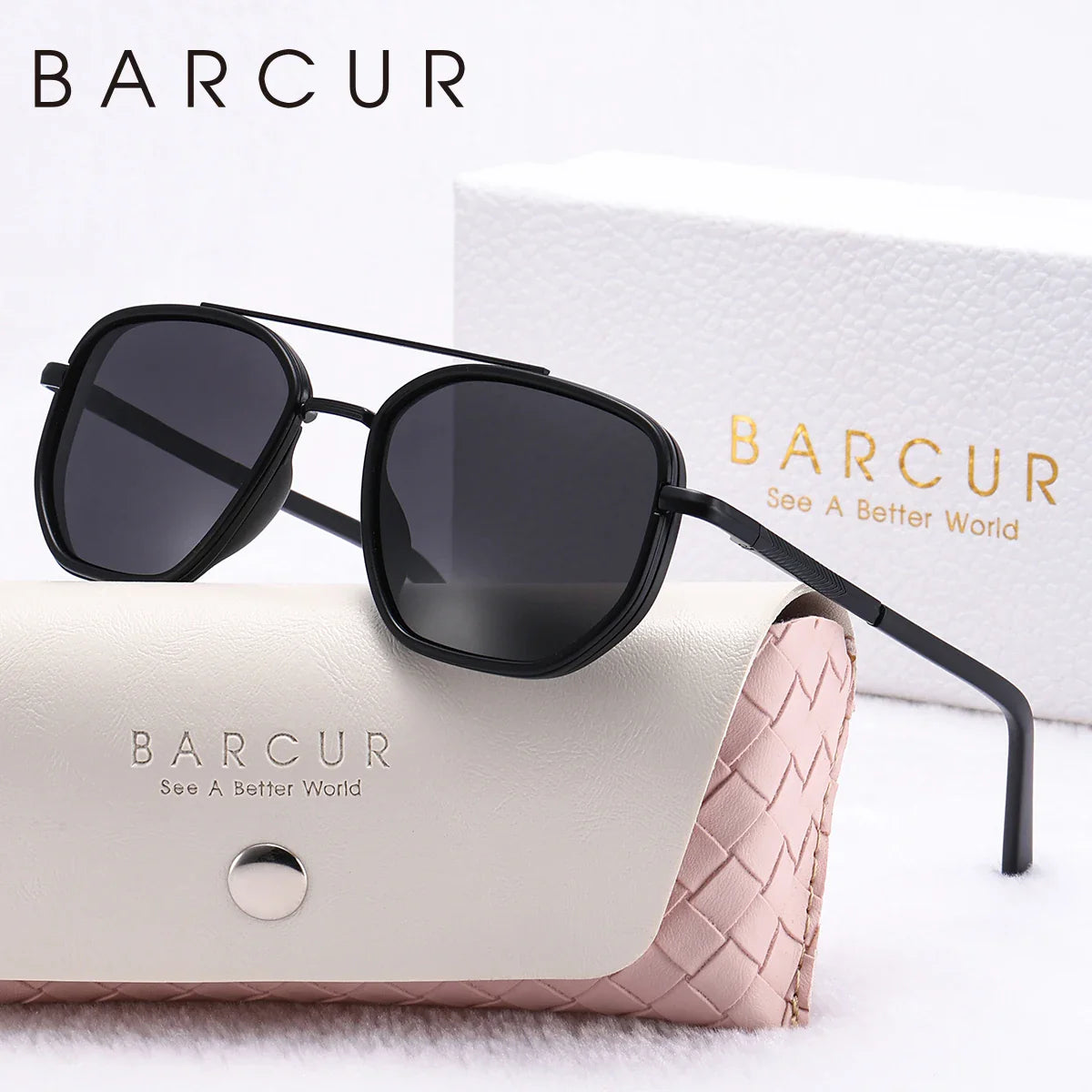 BARCUR Trendy Polarized Sunglasses with UV400 Protection