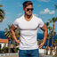 Men's V-Neck Short Sleeve Fitness T-Shirt