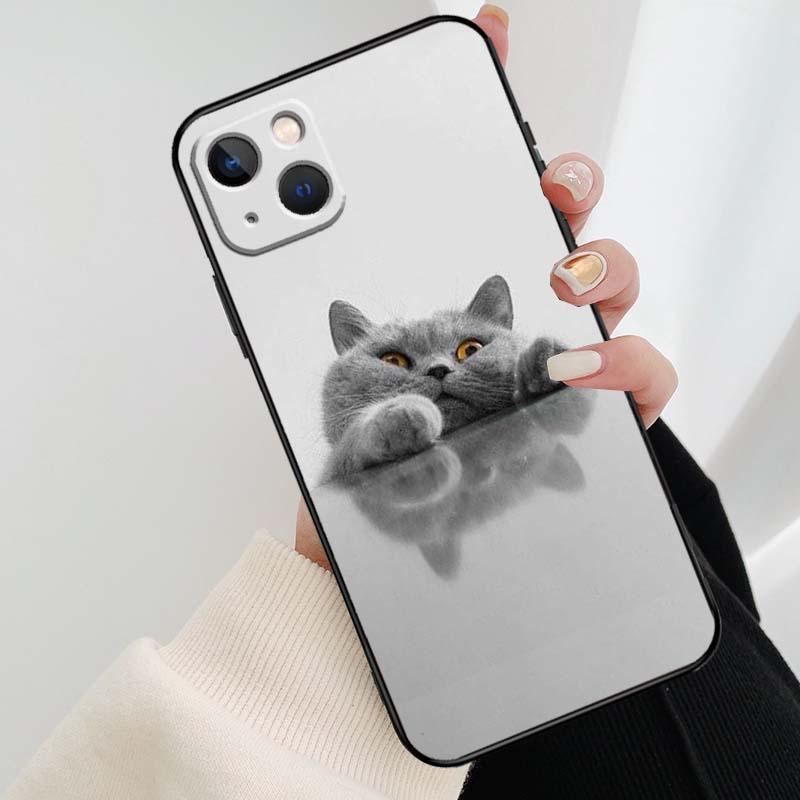 Funda Elegante de Gato British Shorthair Gris para Modelos de iPhone