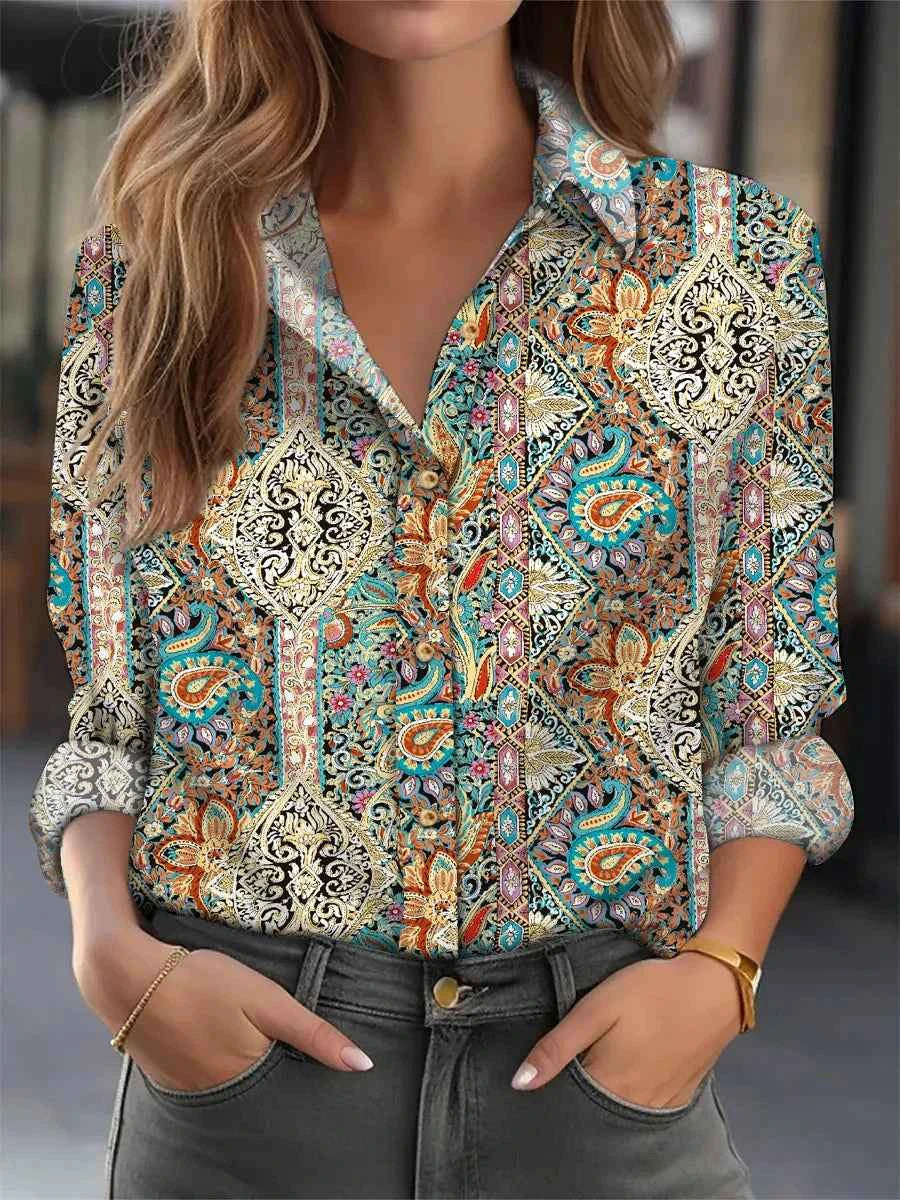 Blouse Imprimée Élégante et Ample pour Femmes