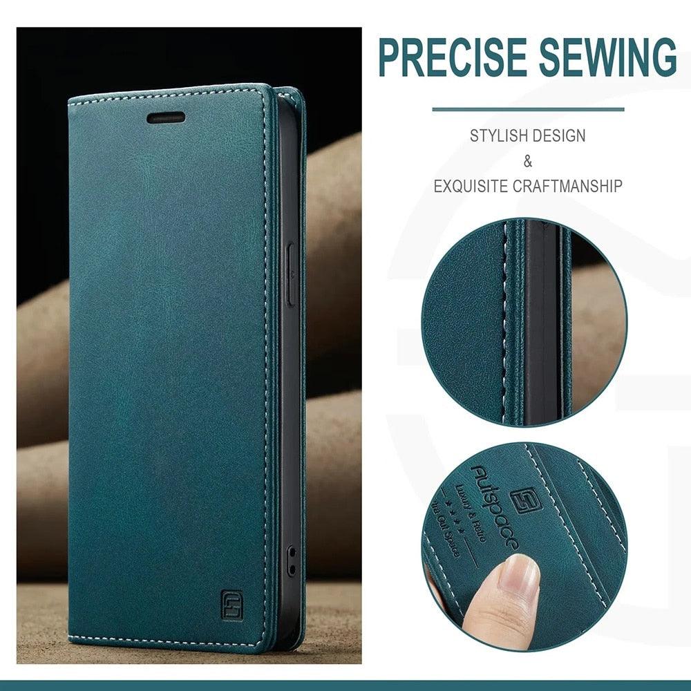 Premium Vintage Wallet Case for iPhone - Leather Flip Cover