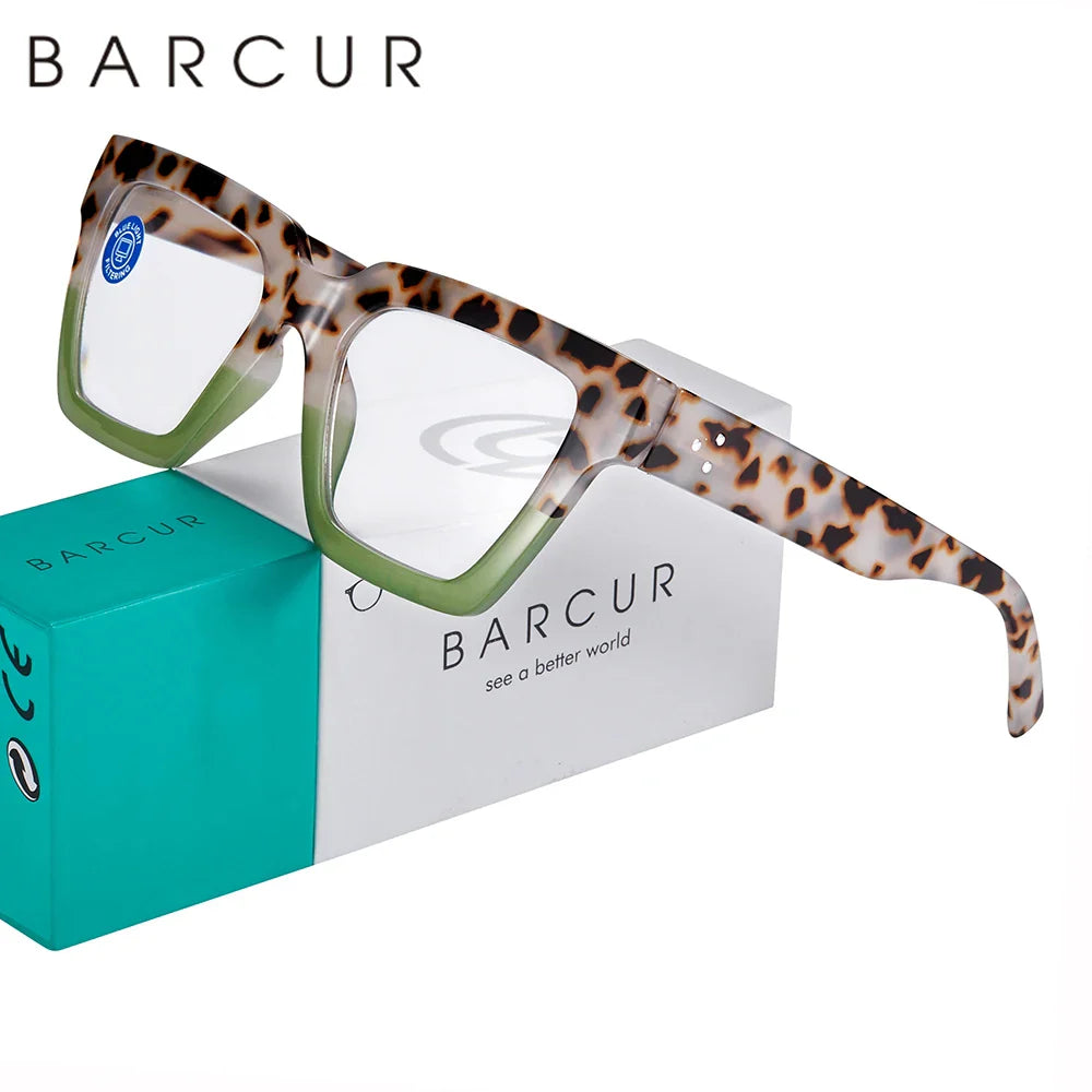 Gafas de lectura retro con patrón de leopardo BARCUR para una visión con estilo