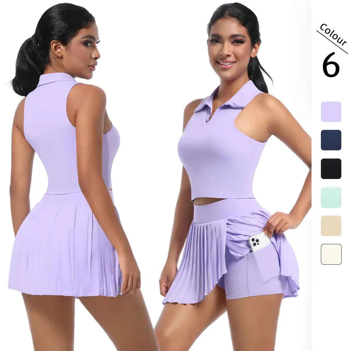 2 PCS Women's Yoga Gym Set: Bra & Skirt
