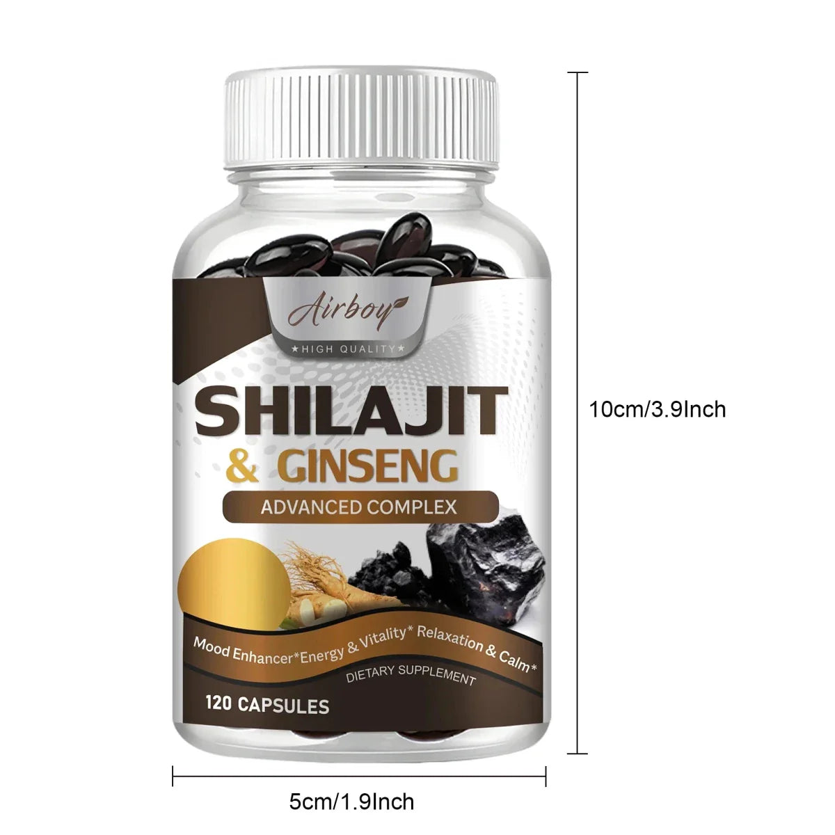 Suplemento Premium de Shilajit y Ginseng - 120 Cápsulas