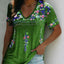 Camiseta de Manga Corta con Escote en V Bohemio