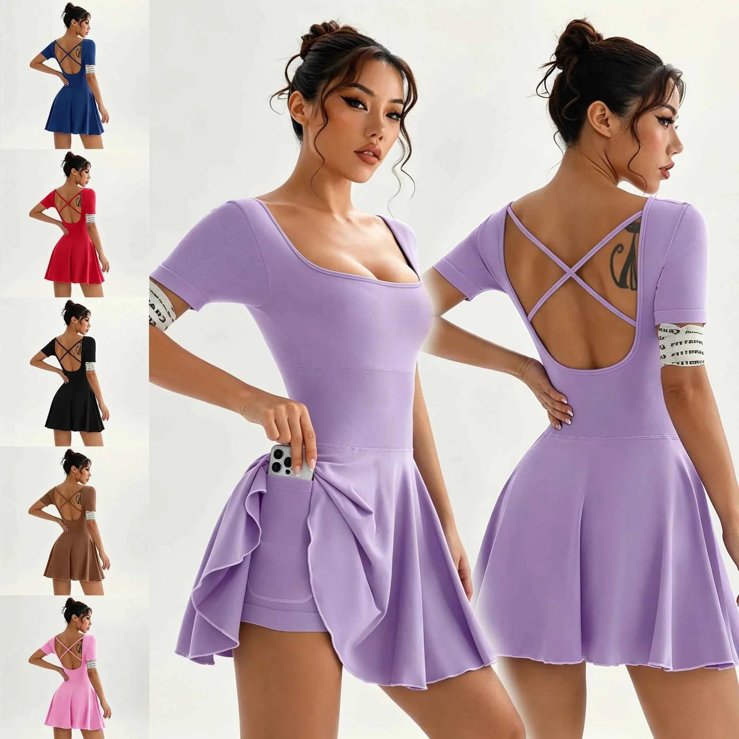 Robe de Tennis Yoga pour Femmes avec Short de Sport