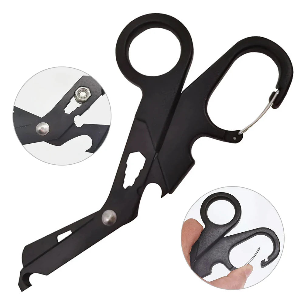 Ciseaux Survivor : Outil de secours multi-usage tout en noir