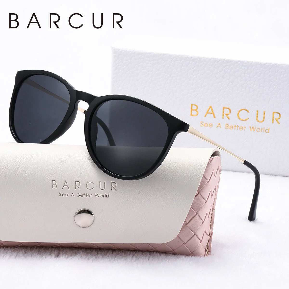 Lunettes de soleil pour femmes BARCUR à imprimé léopard en forme de chat - Polarisées UV400