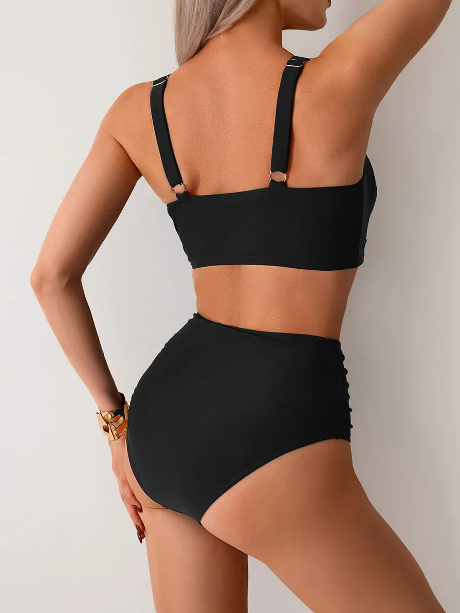 Black Elegance Push-Up Cross Bikini Set