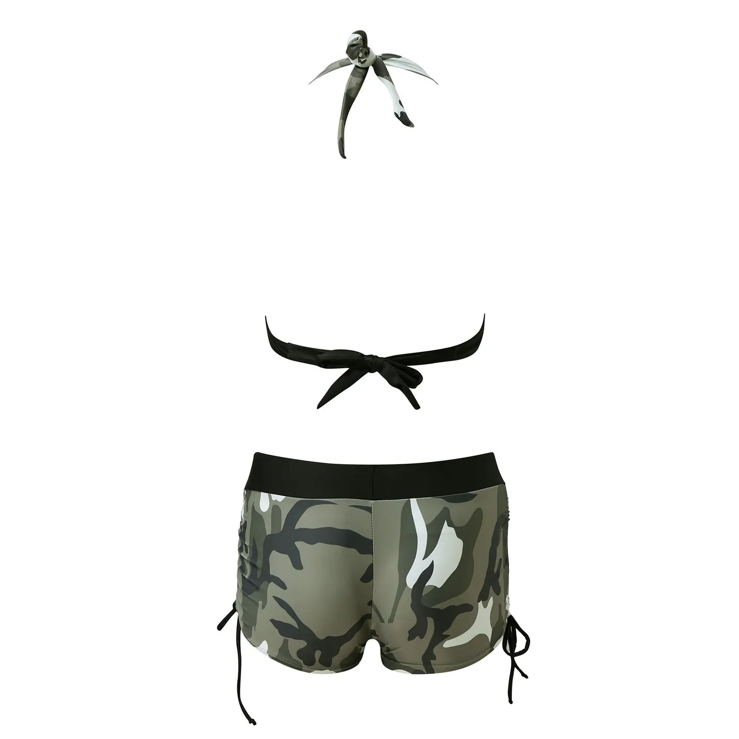 Conjunto de bikini de dos piezas con estampado de camuflaje