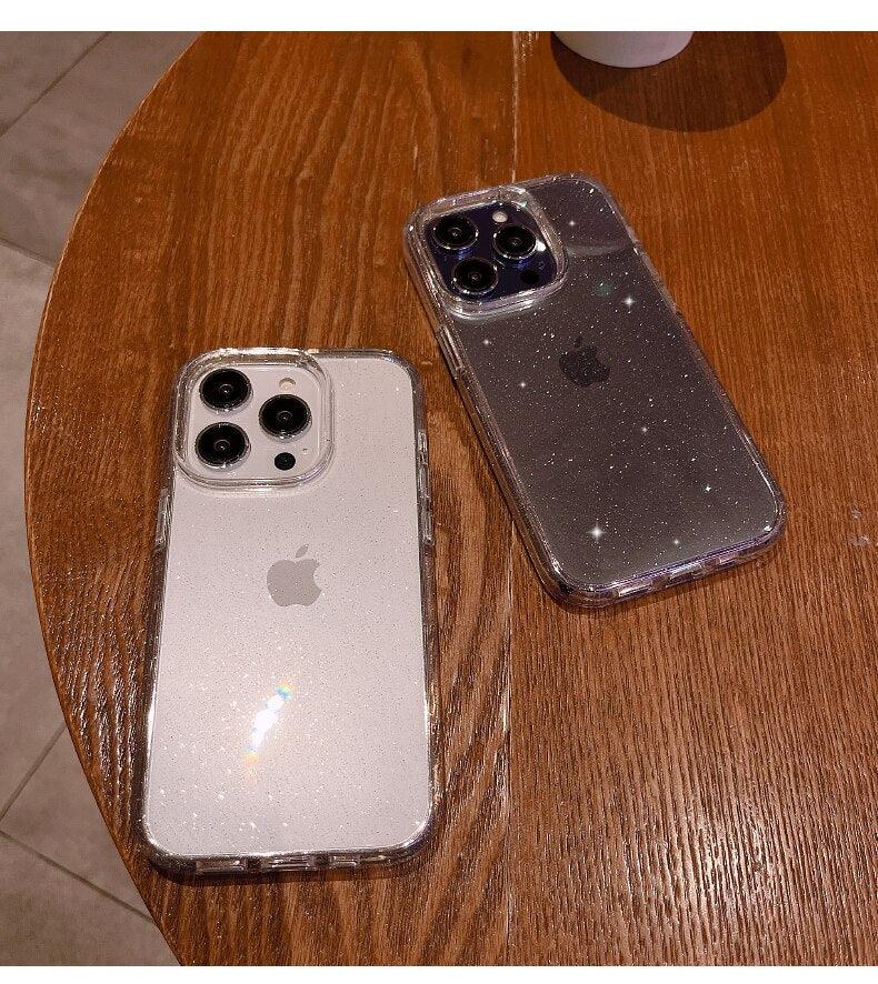 Elegant Glitter Shockproof Clear Case for iPhone 14/13/12/11 Pro Max Mini XS XR - Korvel