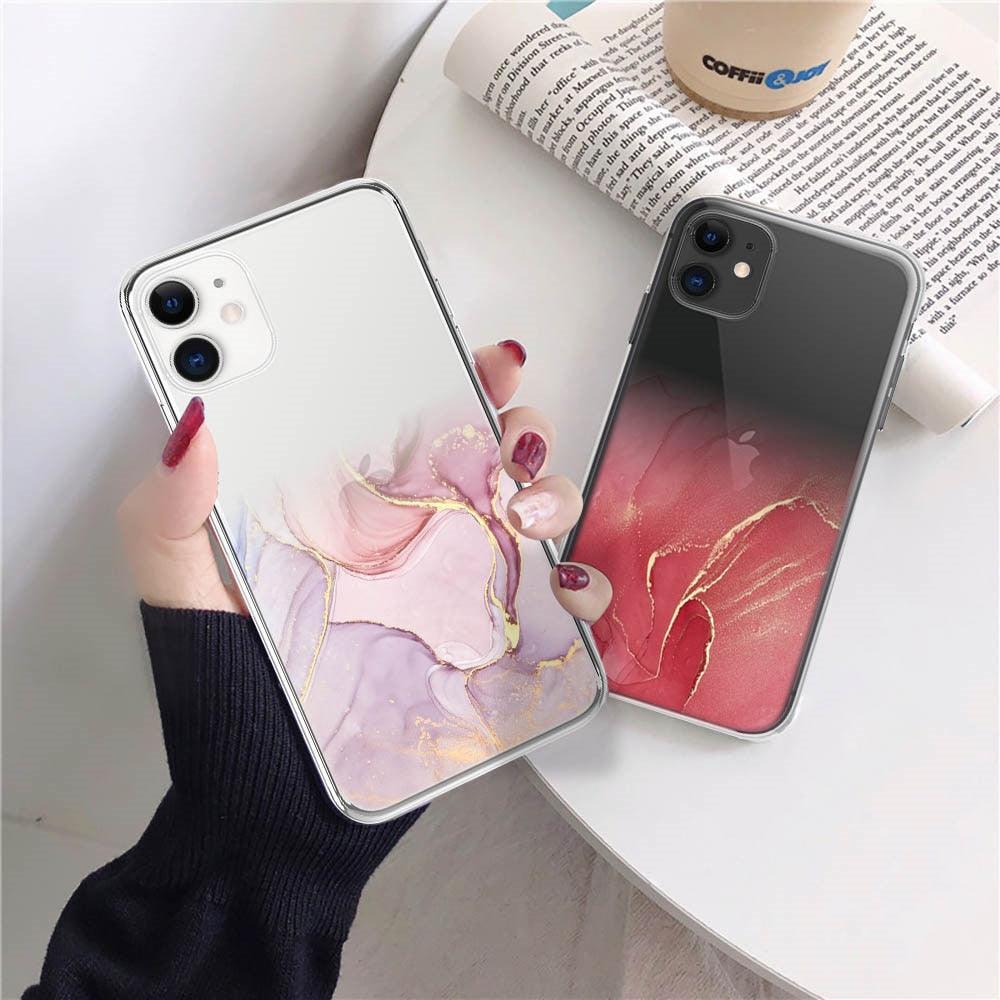 Funda Transparente de Mármol de Lujo para iPhone