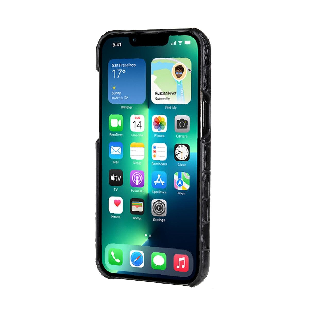 Coque en cuir premium pour iPhone 11, 12, 13, 14 Pro Max