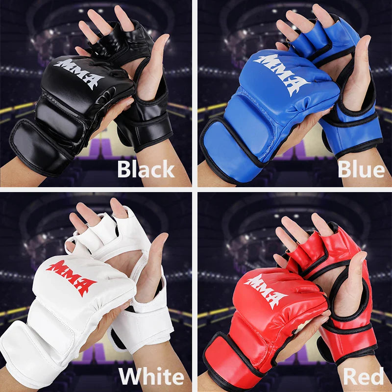 Guantes de Boxeo de Cuero de Mitad de Dedo Premium