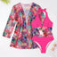 Elegant 3-Piece Halter Bikini Set with Kimono Cover-Up