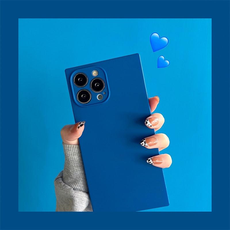 Fashion Candy Color Square Soft Silicone Phone Case for iPhone
