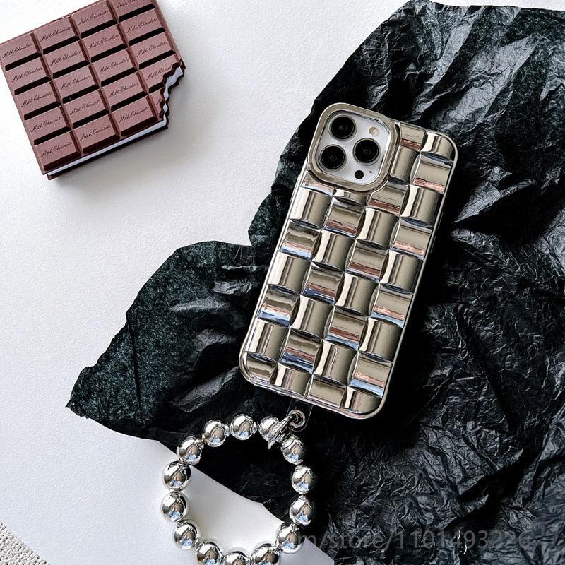 Glamorous Gold-Plated Electroplated Bracelet Case for iPhone - Dazzling Rhinestone Protection - Korvel