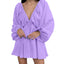 Mandotos Deep V Neck Retro Pleated Dress - Pink, Large Size