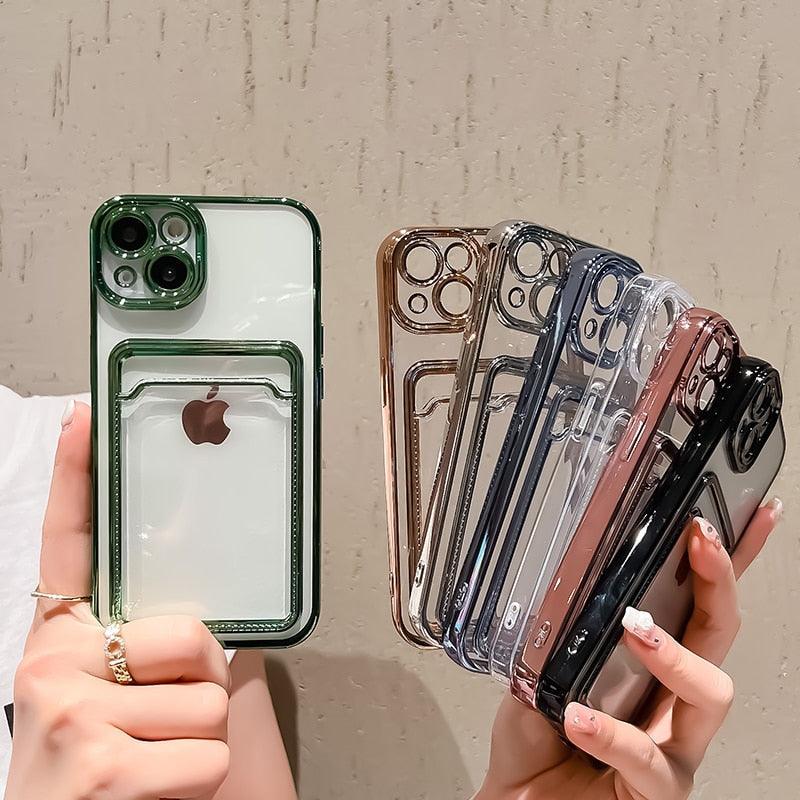 Coque de portefeuille transparente pour iPhone
