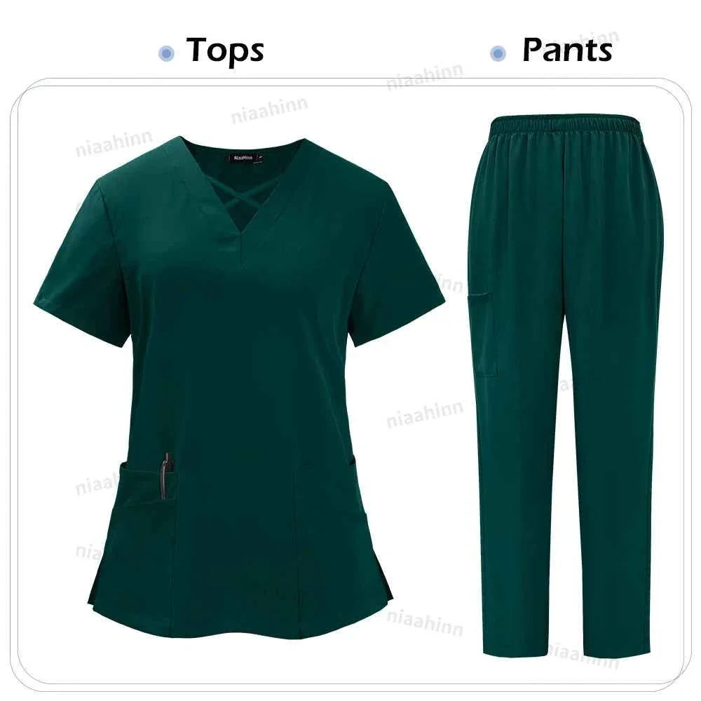 Premium Spandex Scrub Uniform Set - Top & Pants