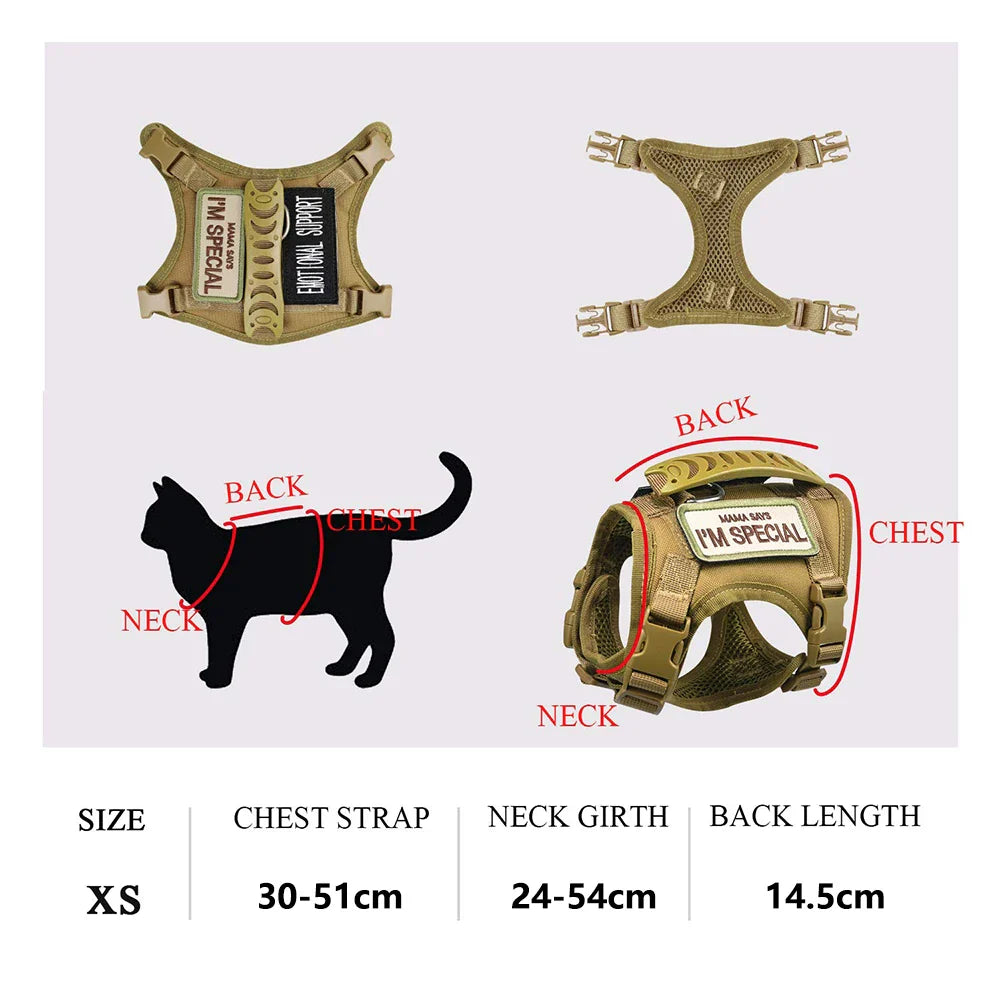 Arnés Táctico para Gatos con Parches Personalizables