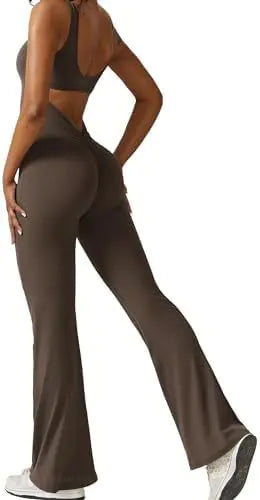 Mono de tirantes acampanado para mujer para fitness y yoga