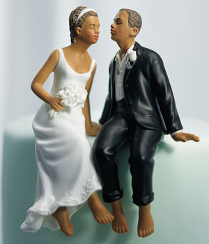 Whimsical Ethnic Couple Cake Topper - Just One Kiss