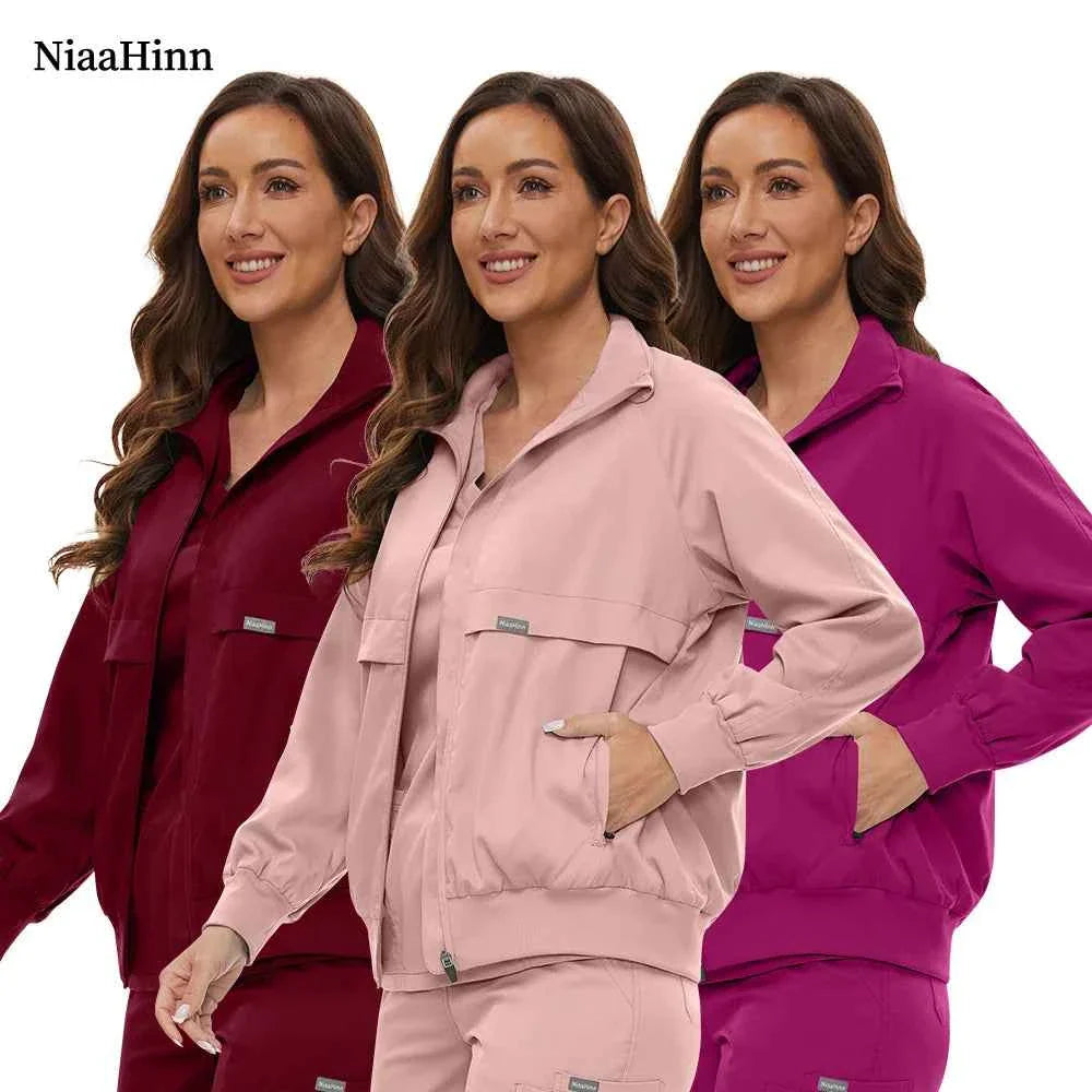 Chaqueta de Scrubs de Enfermería de Manga Larga Niaahinn
