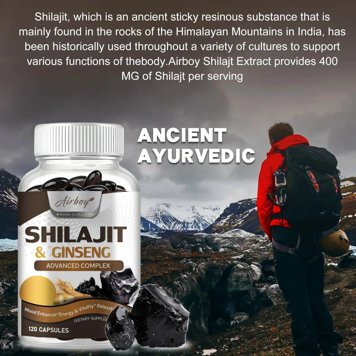 Suplemento Premium de Shilajit y Ginseng - 120 Cápsulas