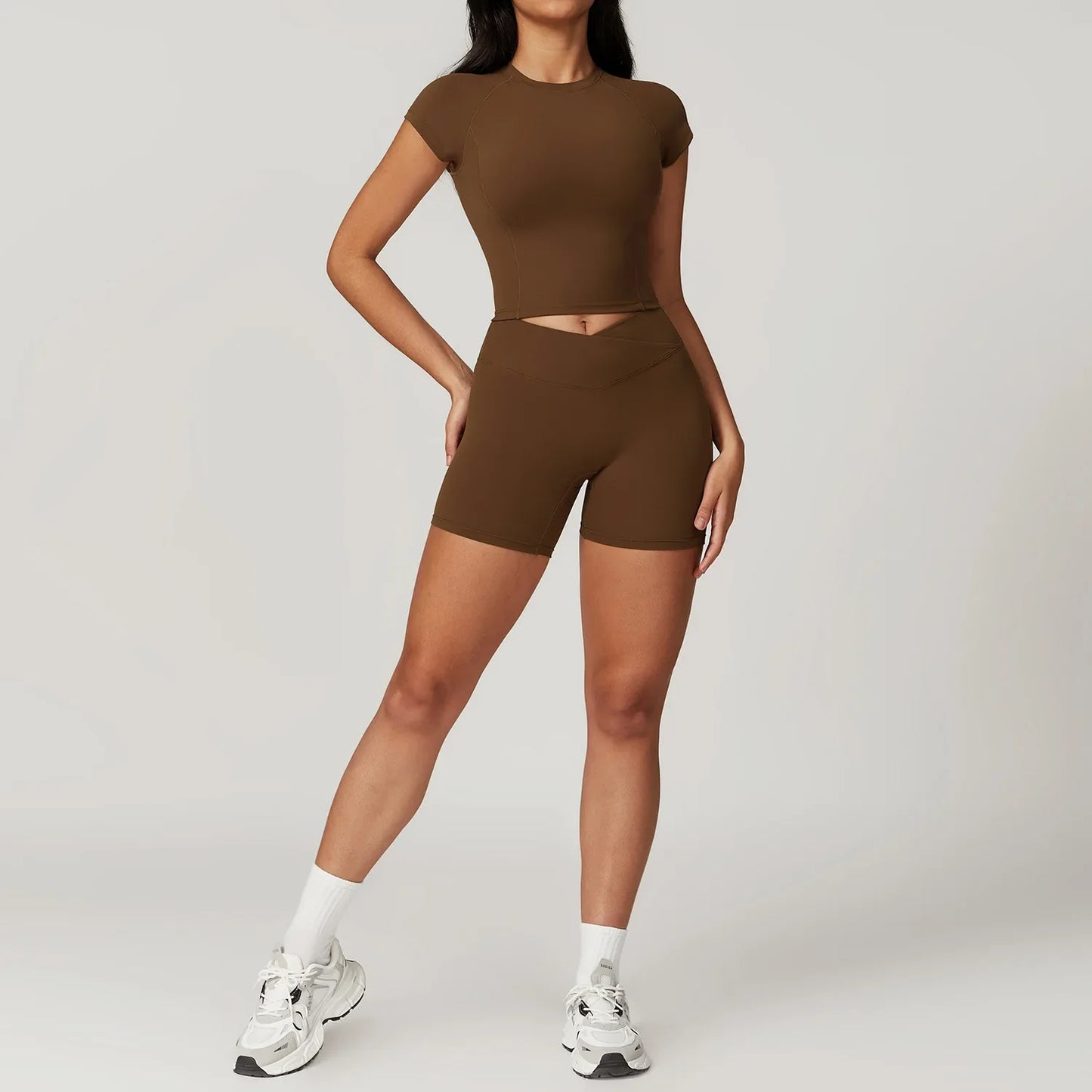 Ensemble de yoga pour femmes en 2 pièces : top court et leggings