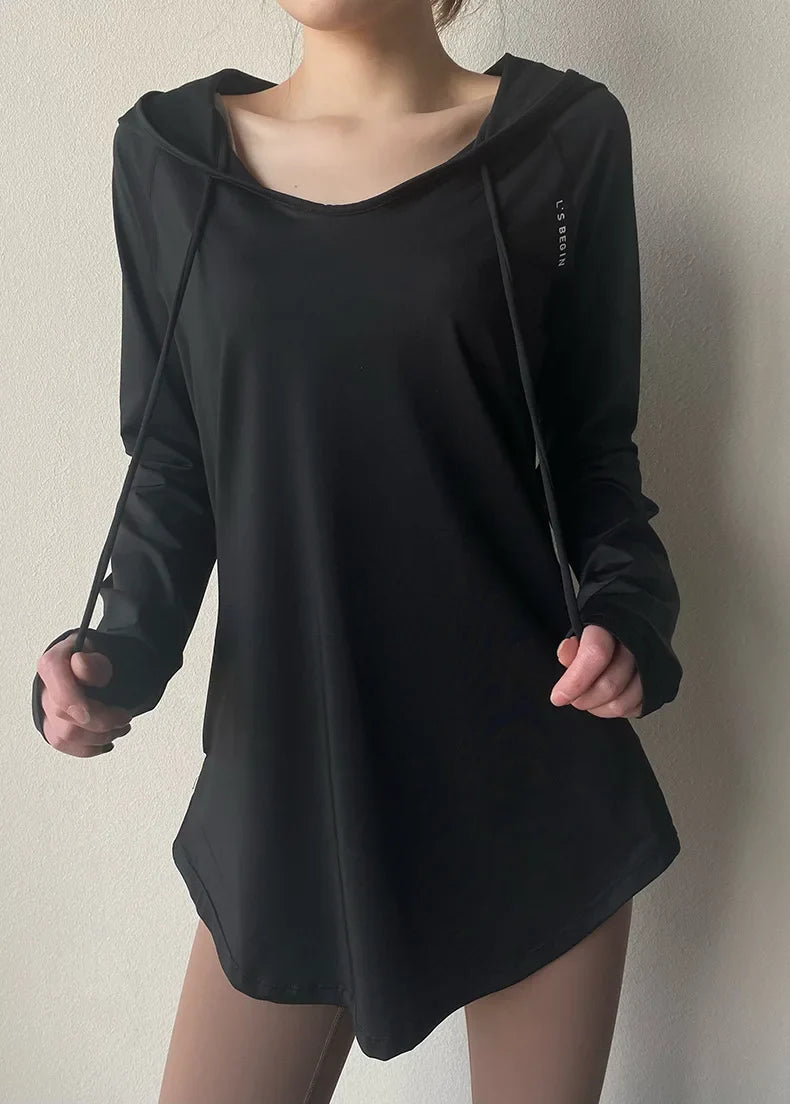 Camiseta con capucha para yoga y running AirFlow para mujer
